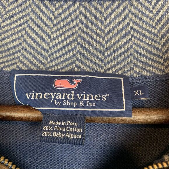 Vineyard Vines Men Pima Cotton Alpaca Elbow Patch 1/4 Zip Pullover Sweater XL - Picture 3 of 5